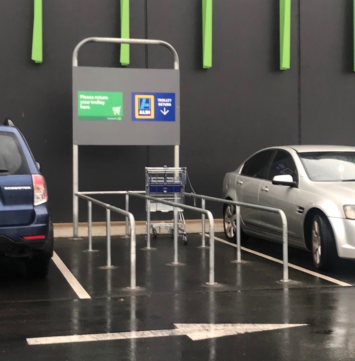 lazy drivers should just return trolleys to this area and there would have been no reason to complain to the Australian Human Rights Commission