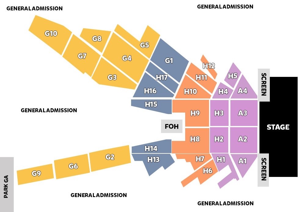 the seating layout of the bon jovi concert had so many rows of people in front of me