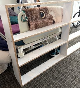 bookshelf is almost completed and needs the backing - Building furniture from a wheelchair