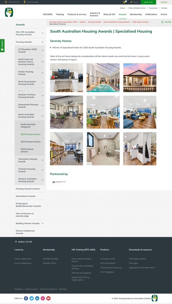 HIA specialised housing