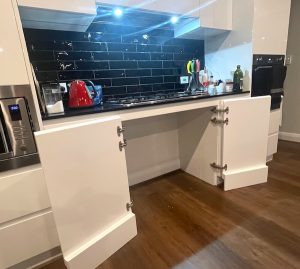 The white doors under the gas stovetop open up to reveal nothing! There is space to allow my legs under the stovetop. Tasty Eggplant Soup