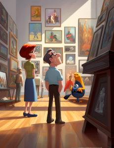 Is Australia still the lucky country? - a couple standing in an art gallery